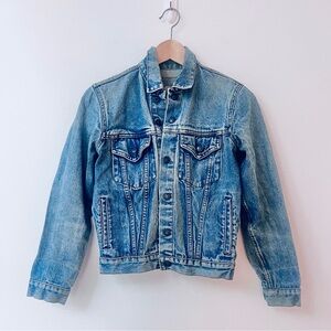 Vintage 90s Era Thrashed Tiny Jean Jacket Denim Jacket